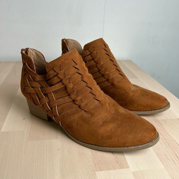 LC Lauren Conrad Womens Brown Tanzanite Memory Foam Ankle Booties Size 9M Boho - Picture 1 of 8